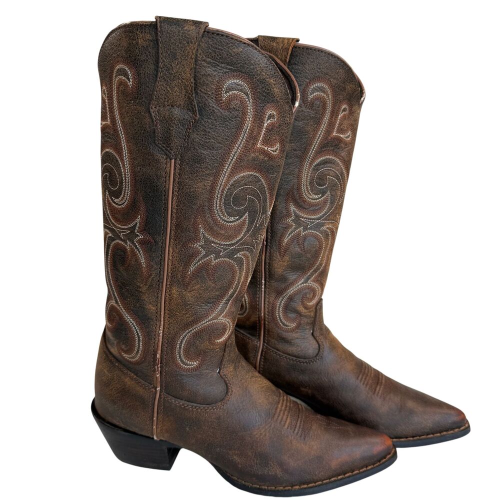 Durango Crush Brown Leather 13" Western Cowboy Boots RD3593 Women's Size 7M